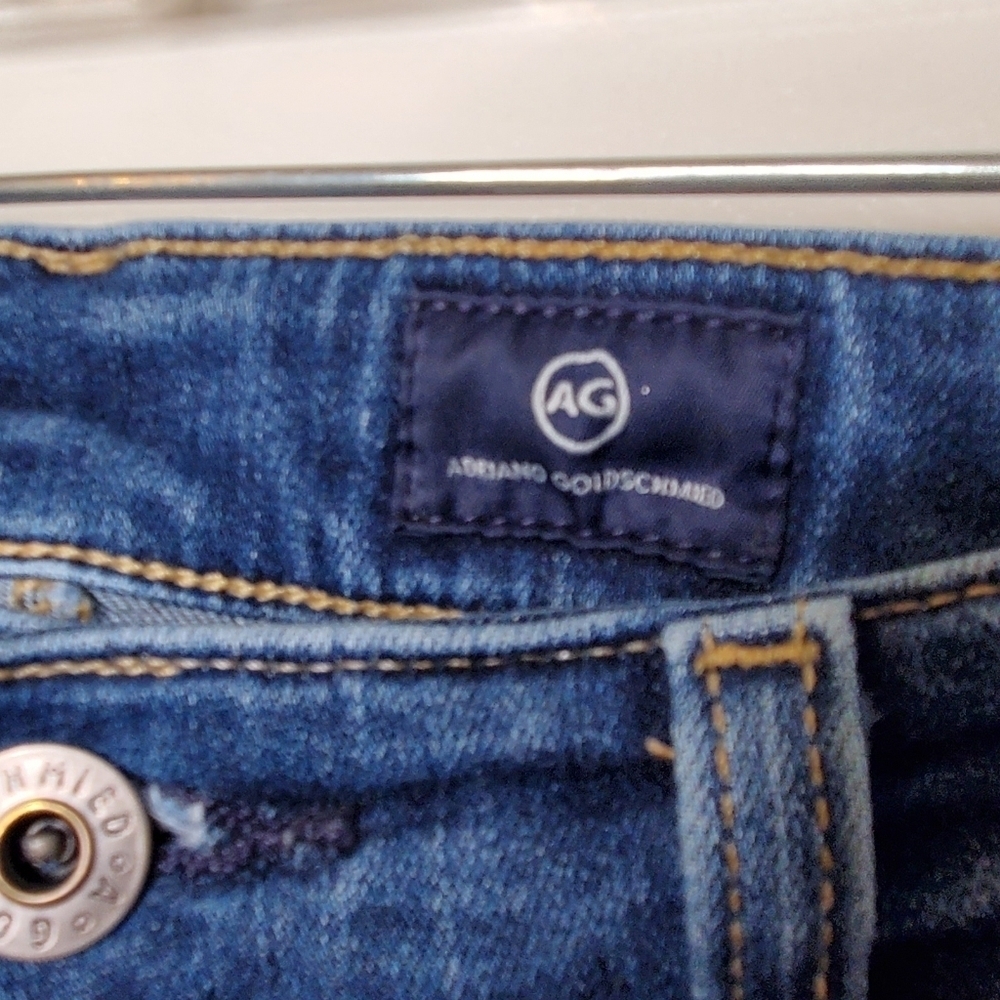 AG The Mari High Rise Straight Jeans Sz 26R, Medium Blue Wash, Gold Stitch - Picture 7 of 8